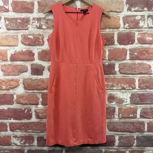 Lands' End Dress Women's 8 Coral Pink Orange Ponte Career Work Office Stretchy